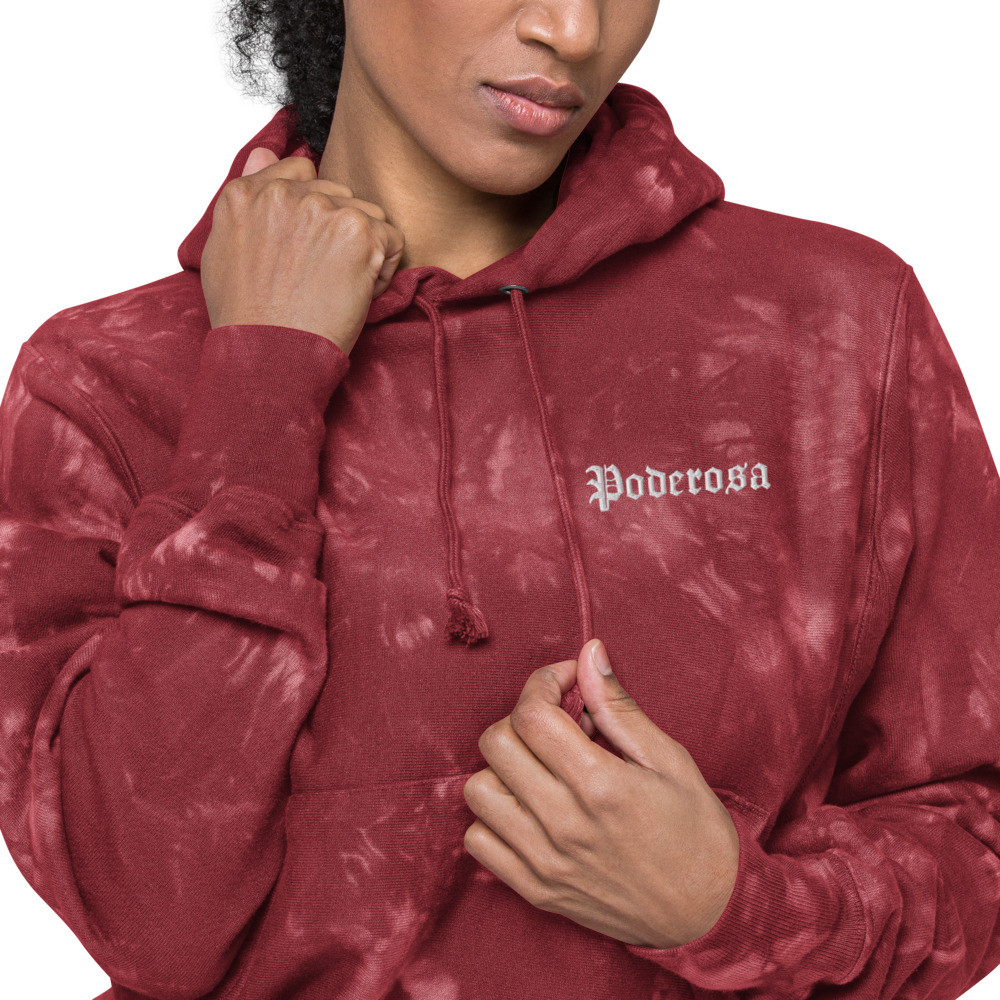Embroidered Poderosa Berry tie-dye hoodie
