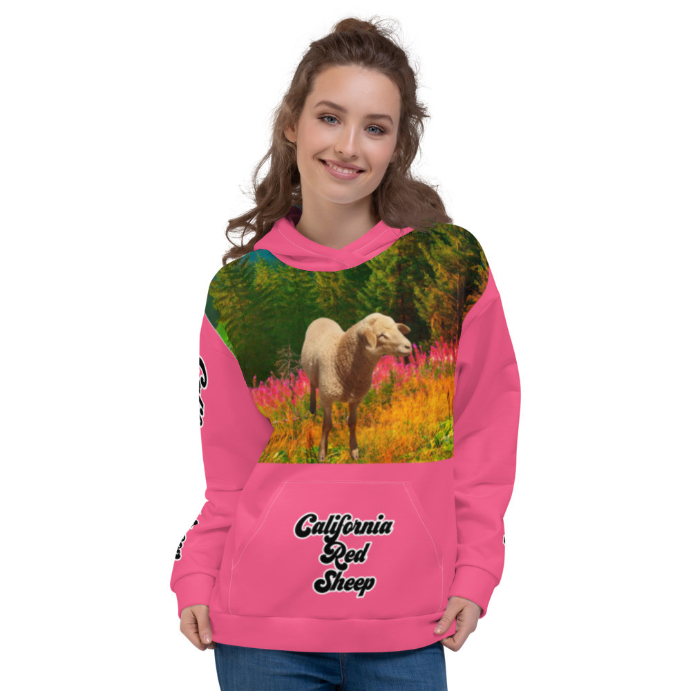California Red Sheep Shear Perfection Ranch Unisex Hoodie 6 Brink Pink