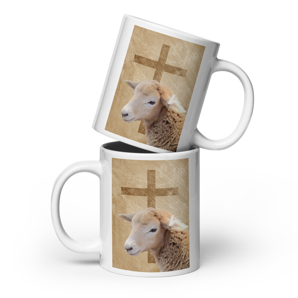 Lamb of Faith White glossy mug