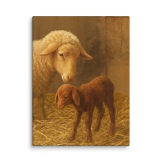 Mother and Baby California Red Sheep-Pastoral Ranch Wall Art