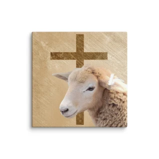 Faith and Farm Life Canvas-California Red Sheep with Cross Artwork