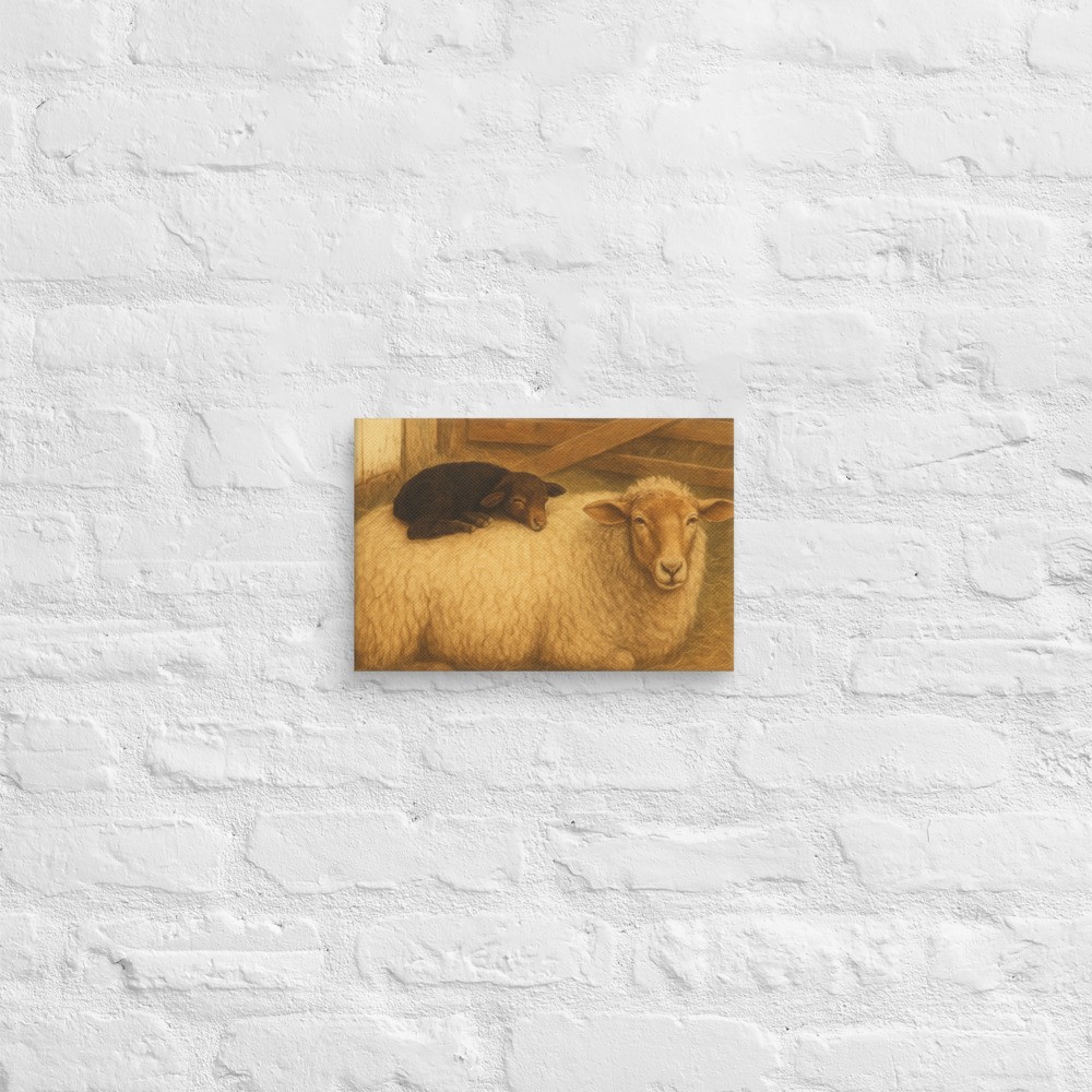 Resting California Ewe and Lamb-Farmhouse Style Canvas Print