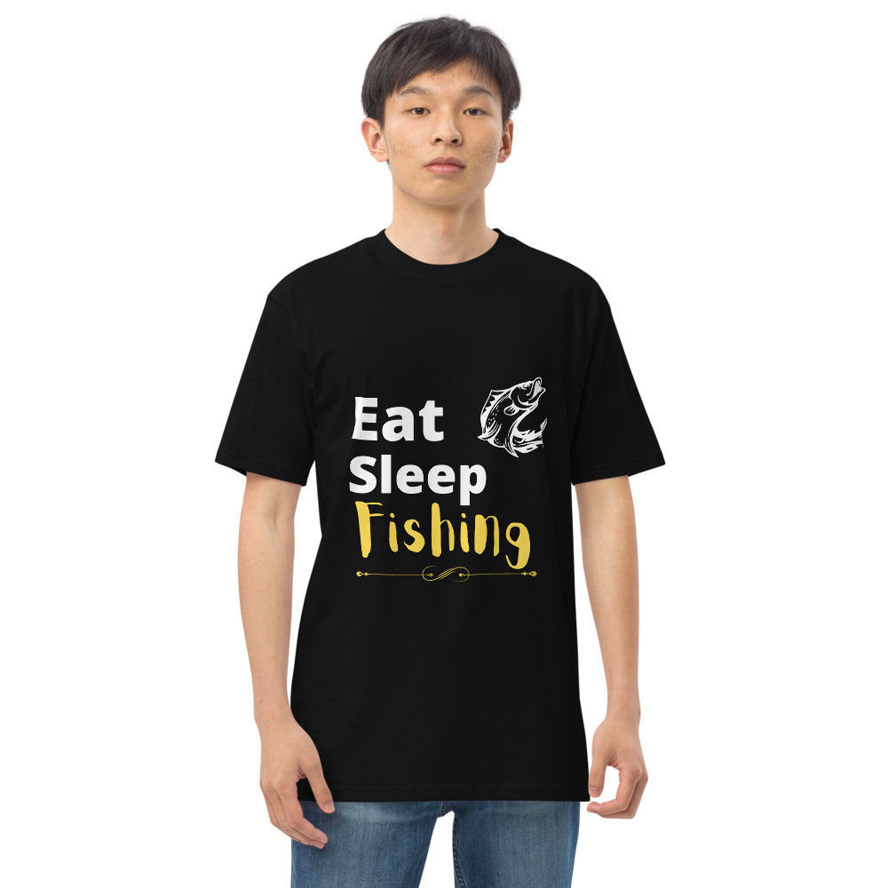 Men’s premium heavyweight tee: Eat, Sleep Fishing