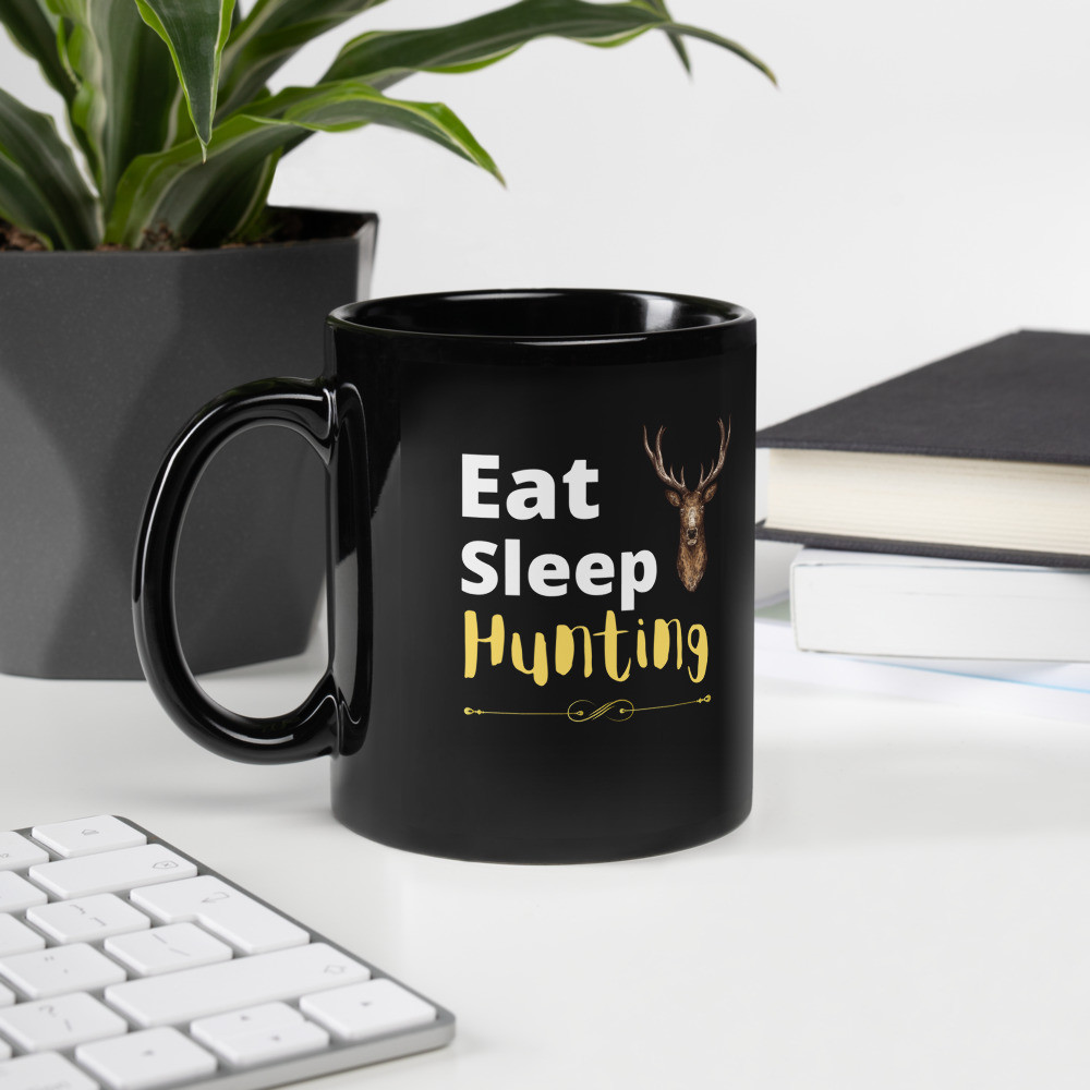 Black Glossy Mug: Eat, Sleep Hunting