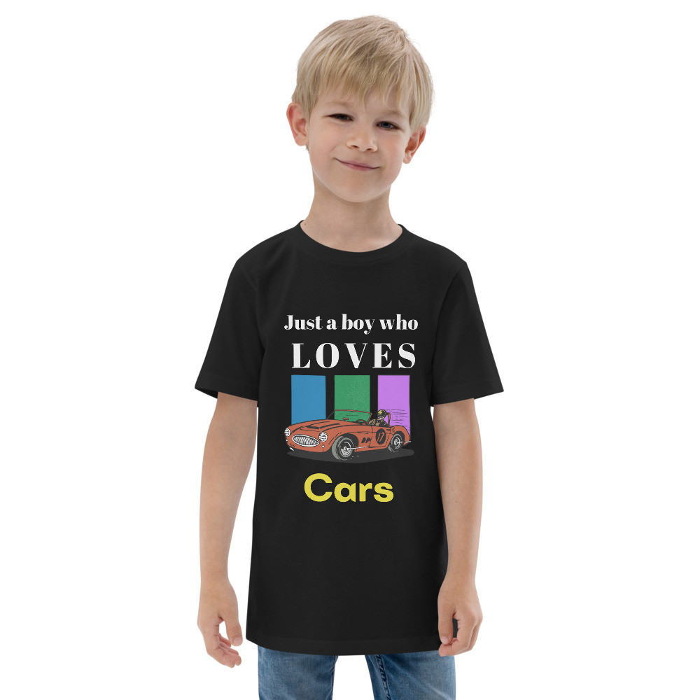 Youth jersey t-shirt: Just a Boy Who Loves Cars