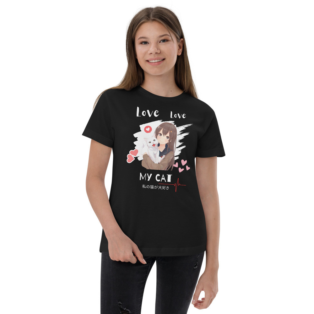 Youth jersey t-shirt: Love, Love My Cat