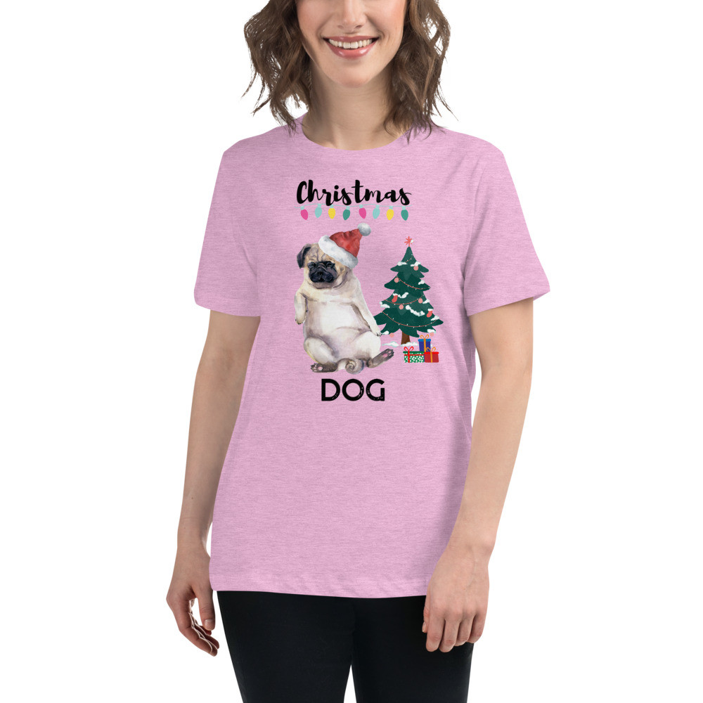 Women's Relaxed T-Shirt: Christmas Dog