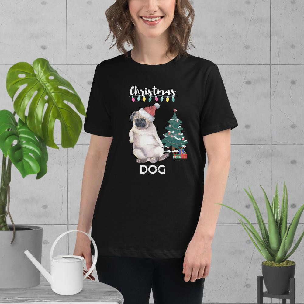 Women's Relaxed T-Shirt: Christmas Dog