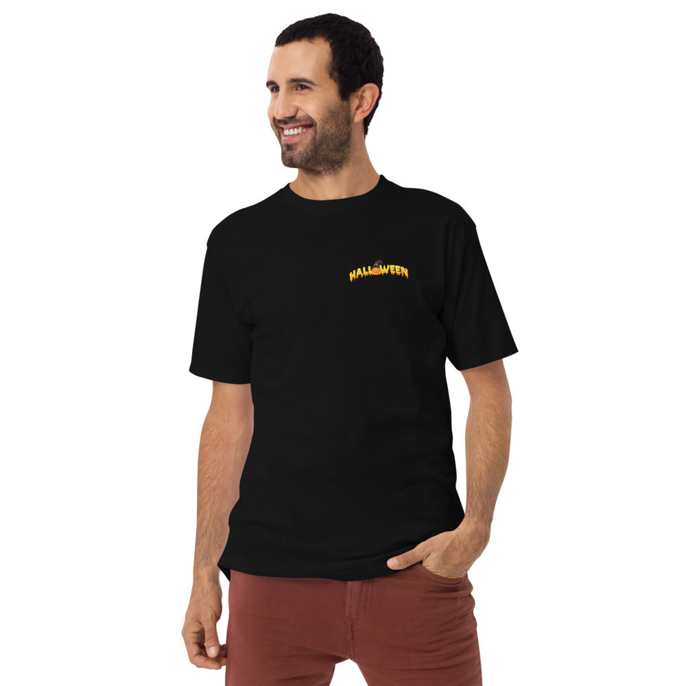 Men’s premium heavyweight tee: Welcome To Broom Airlines