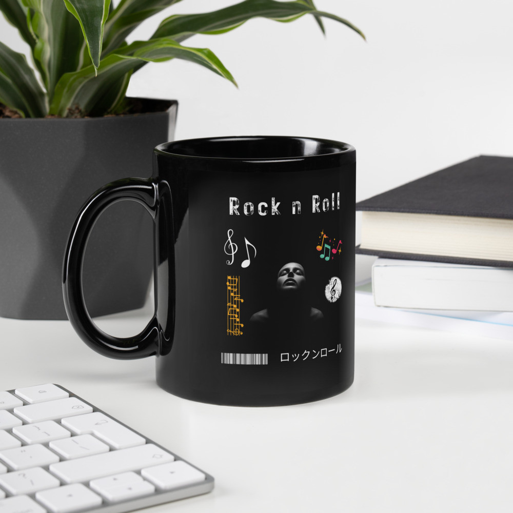 Black Glossy Mug: Rock N Roll
