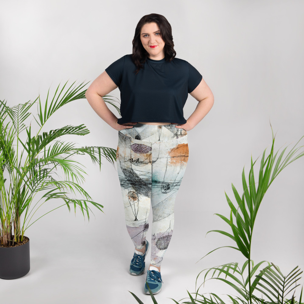 All-Over Print Plus Size Leggings: Flight