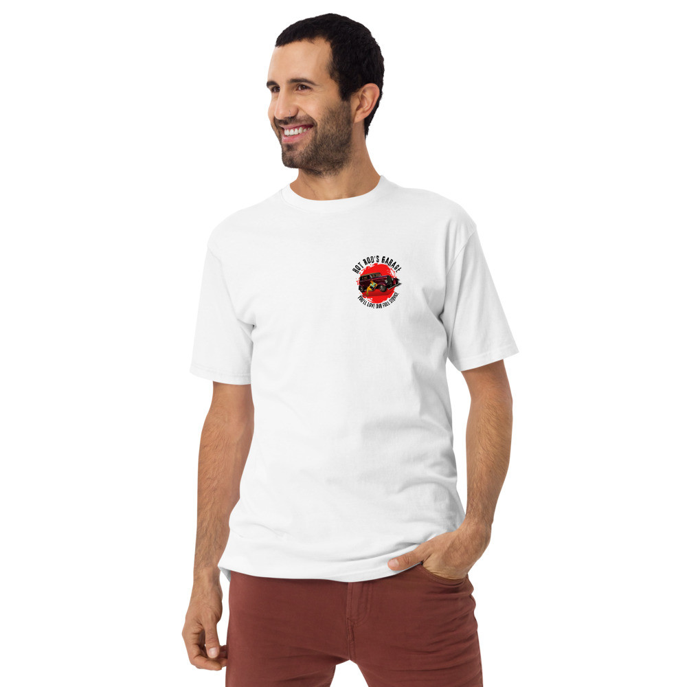 Men’s premium heavyweight tee: Hot Rod's Garage