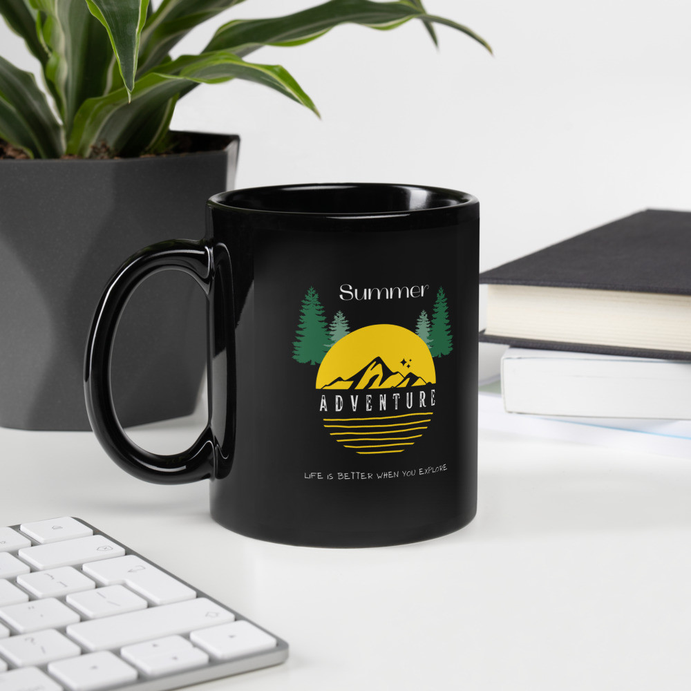 Black Glossy Mug: Summer Adventure
