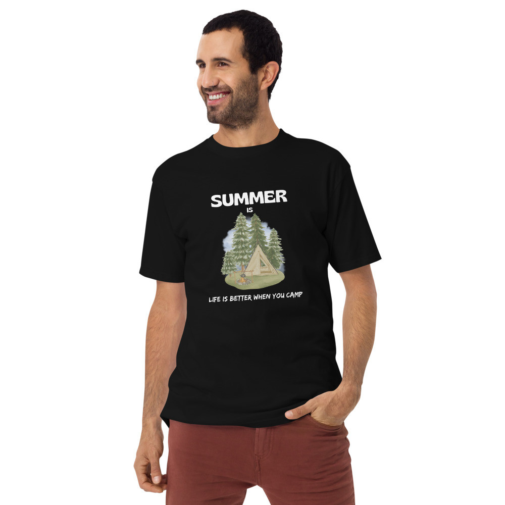Men’s premium heavyweight tee: Summer Is Camping