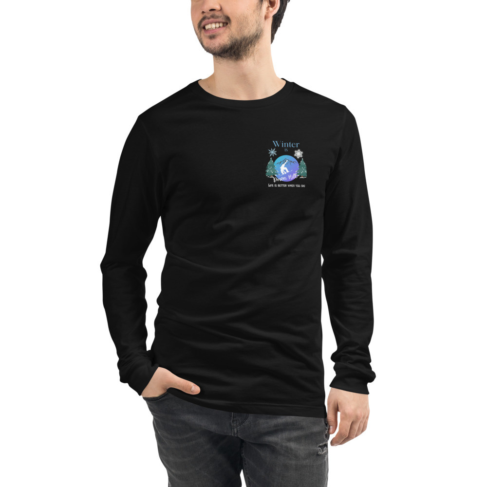 Unisex Long Sleeve Tee: winter Is Down Hill
