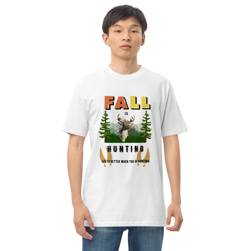 Men’s premium heavyweight tee: Fall Is Hunting