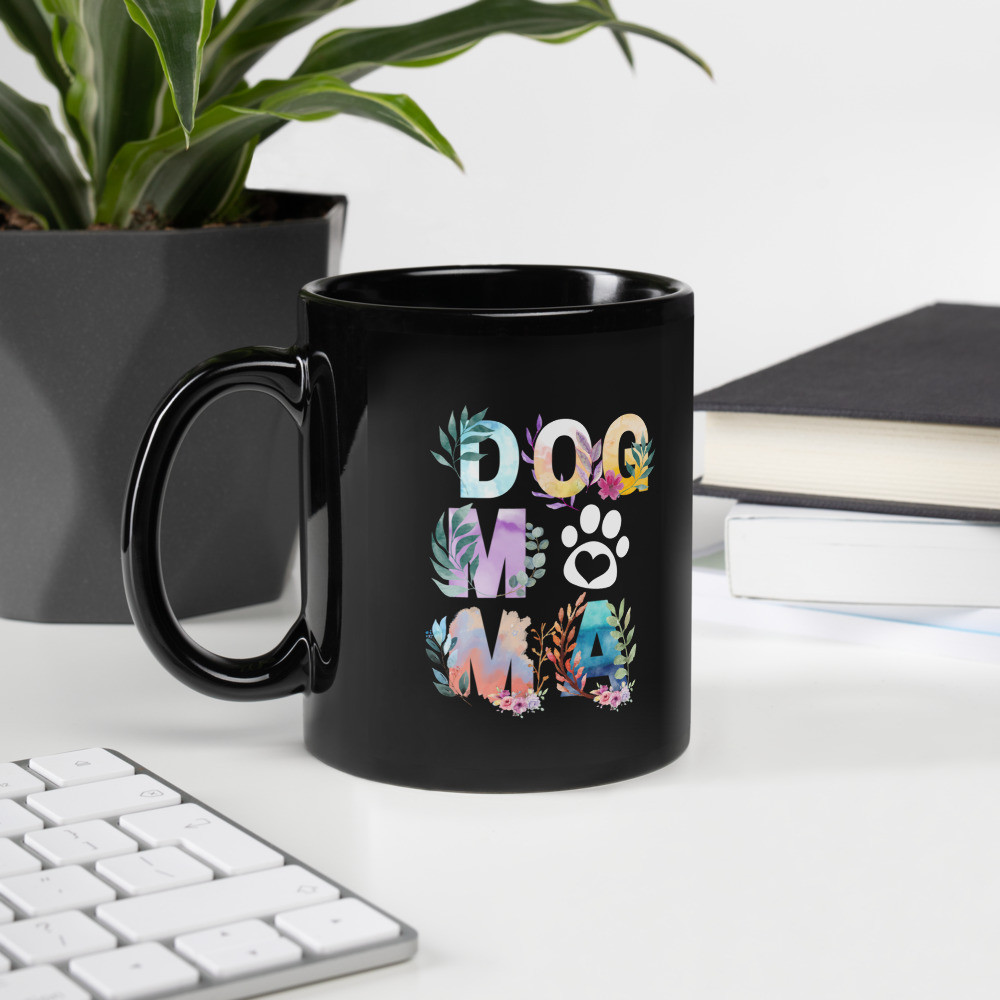 Black Glossy Mug: Dog Mama