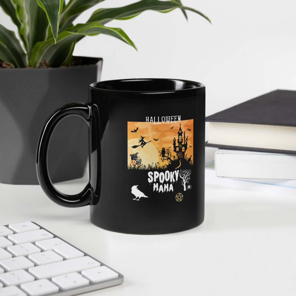 Black Glossy Mug: Spooky Mama