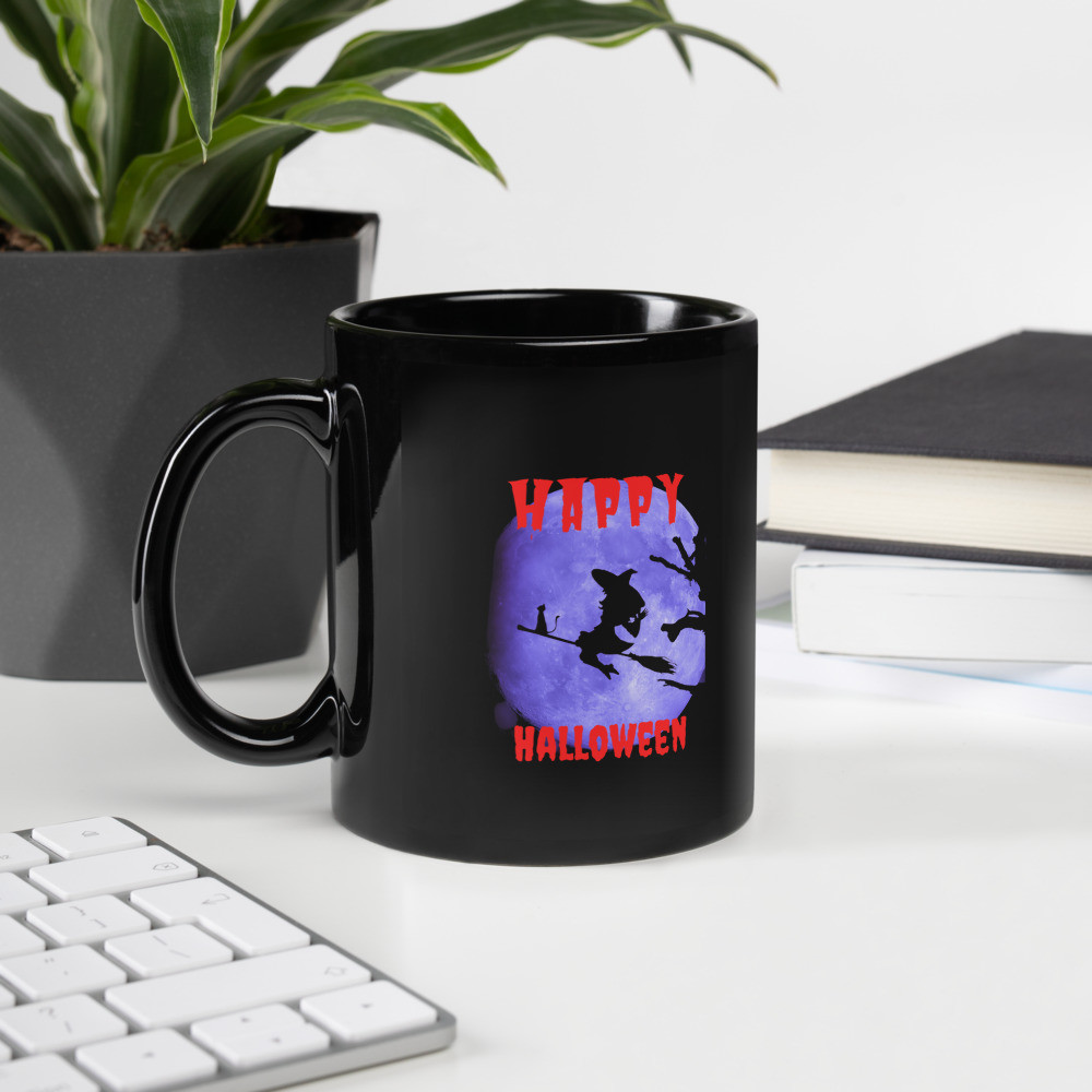 Black Glossy Mug: Happy Halloween