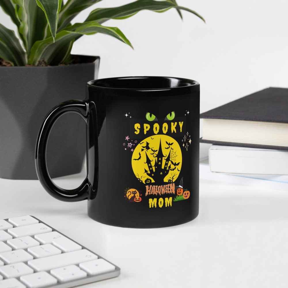 Black Glossy Mug: Spooky Halloween Mom