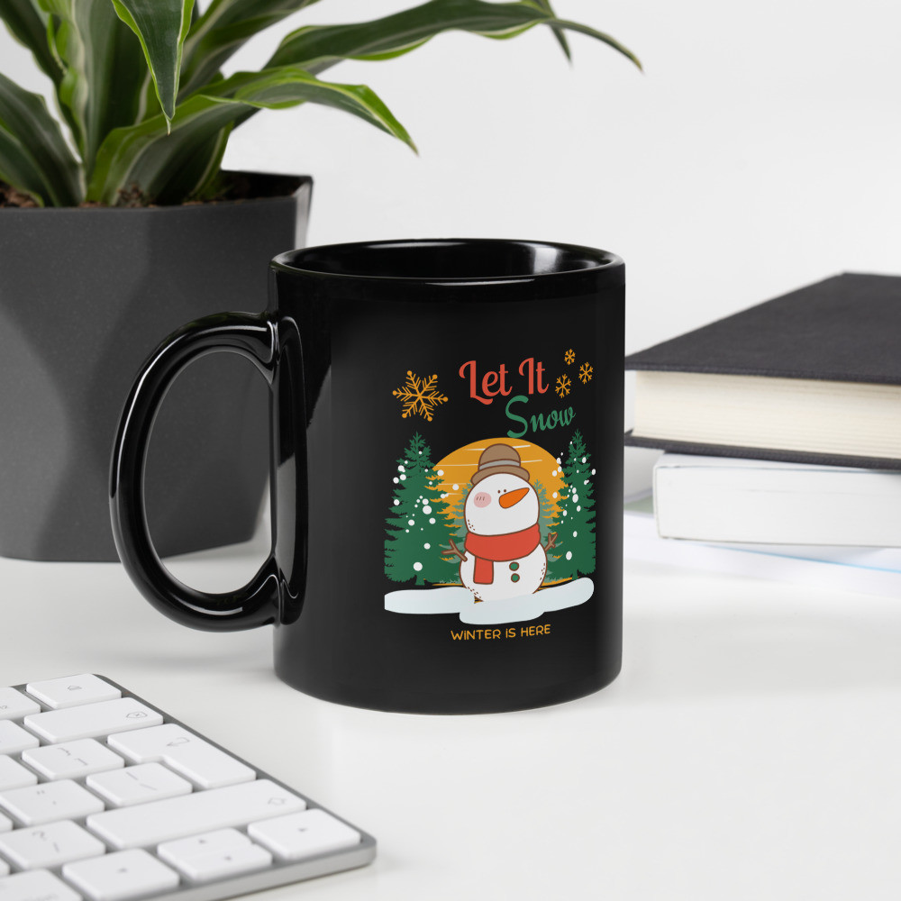 Black Glossy Mug: Let It Snow