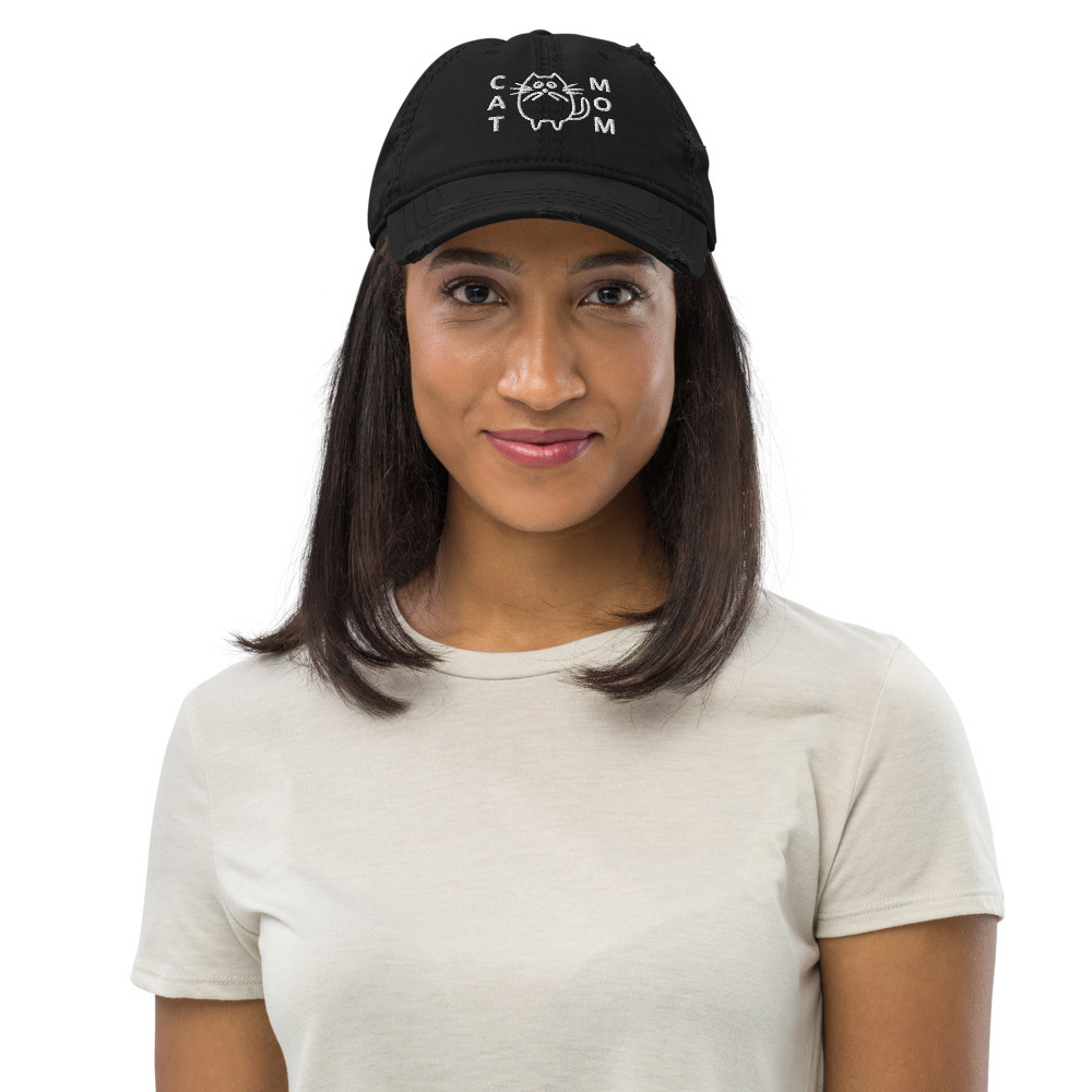 Distressed Mom Hat: Cat Mom