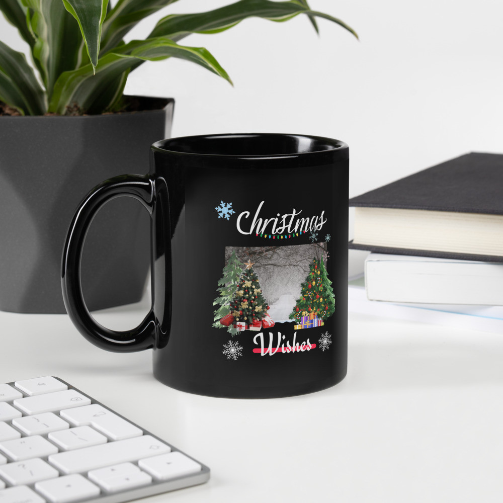 Black Glossy Mug: Christmas Wishes
