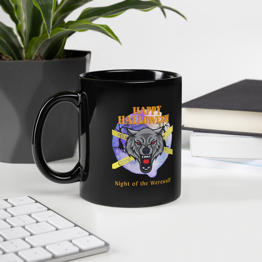 Black Glossy Mug: Night of the Werewulf