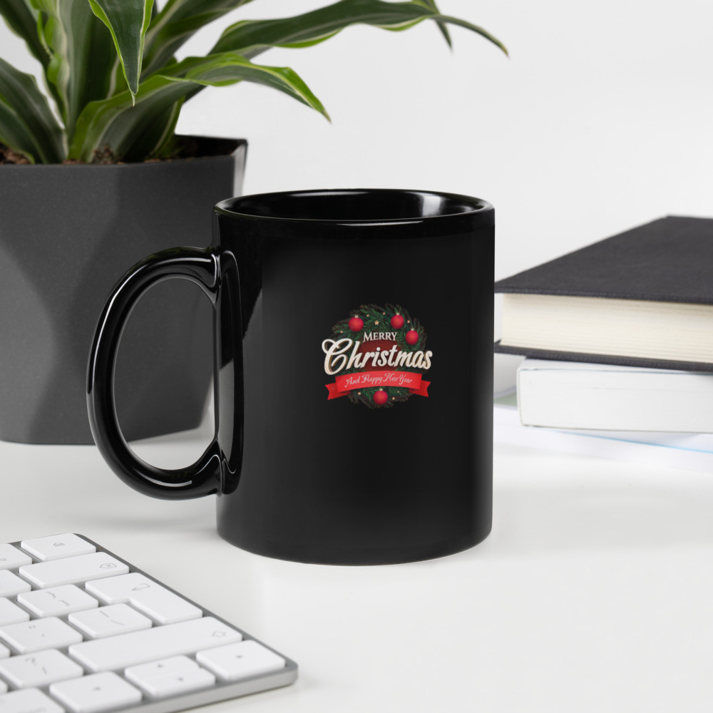 Black Glossy Mug: Merry Christmas