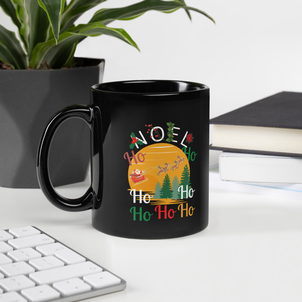 Black Glossy Mug: Noel, HO, HO