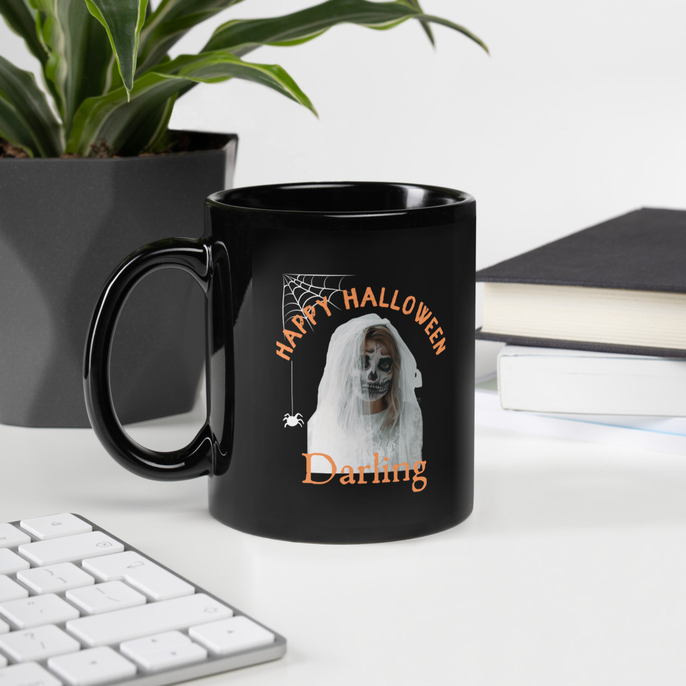 Black Glossy Mug: Happy Halloween Darling