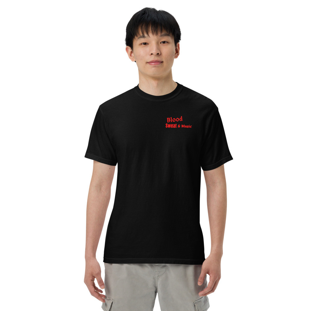 Men’s garment-dyed heavyweight t-shirt: Blood, Sweat & Music