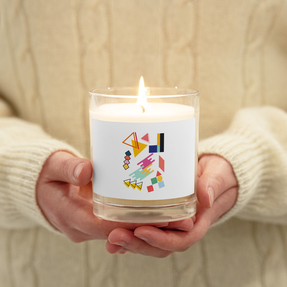 Glass jar soy wax candle: Triangles