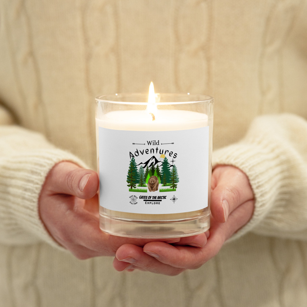 Glass jar soy wax candle: Wild Adventures