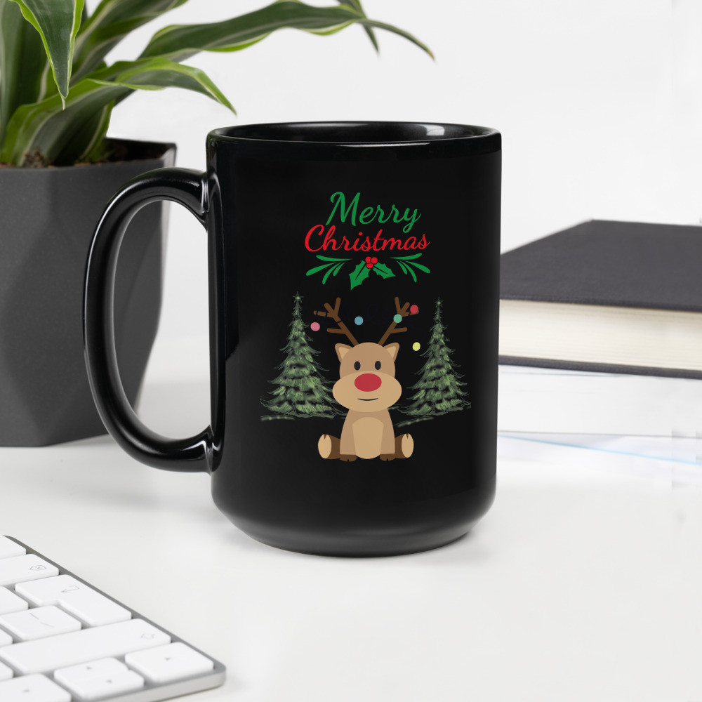 Black Glossy Mug: Merry Christmas