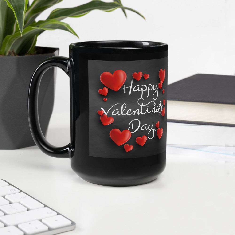 Black Glossy Mug: Happy Valentines Day