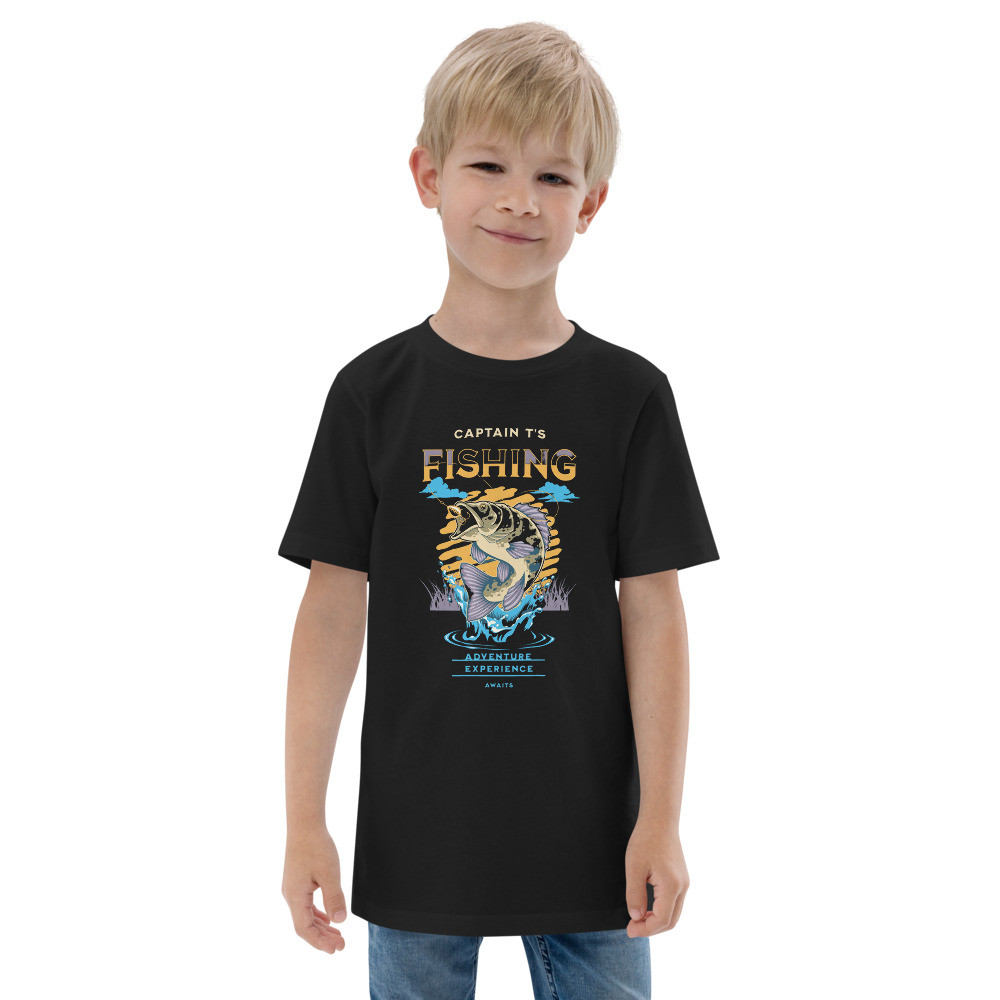 Youth jersey t-shirt: Captain T's Fishing Adventure