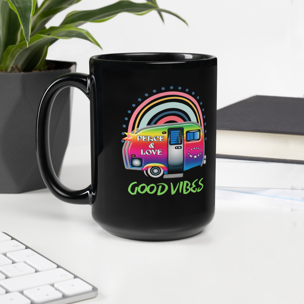 Black Glossy Mug: GOOD VIBES