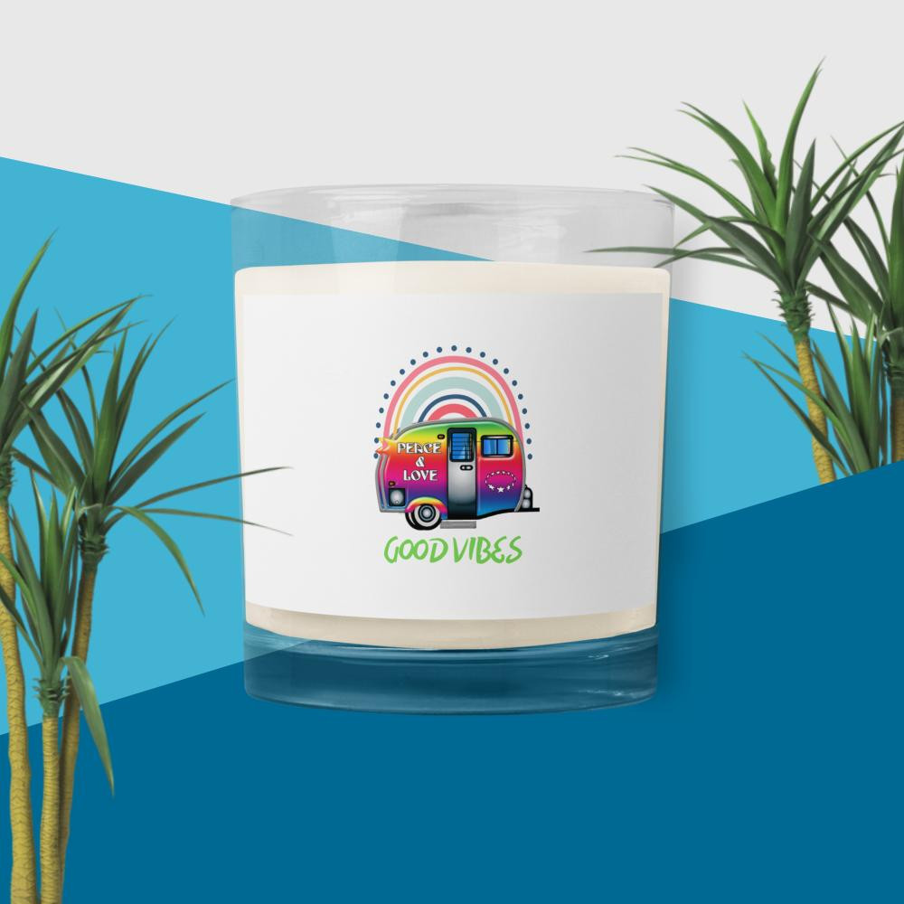 Glass jar soy wax candle: GOOD VIBES