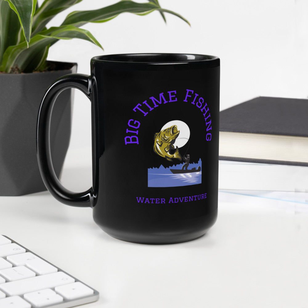 Black Glossy Mug: Big Time Fishing