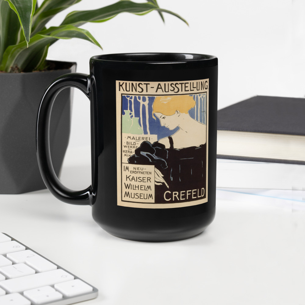 Black Glossy Mug: Hunst-Ausstellung