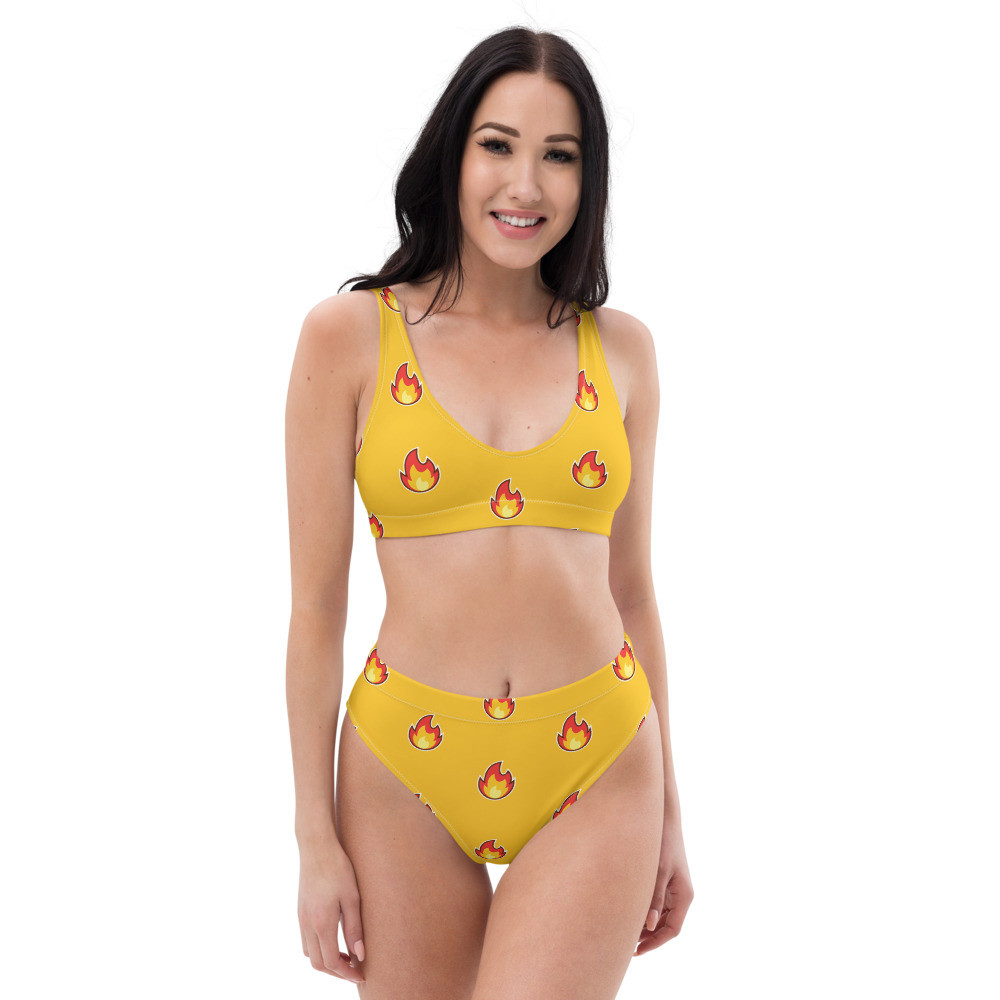 Recycled high-waisted bikini: Flames