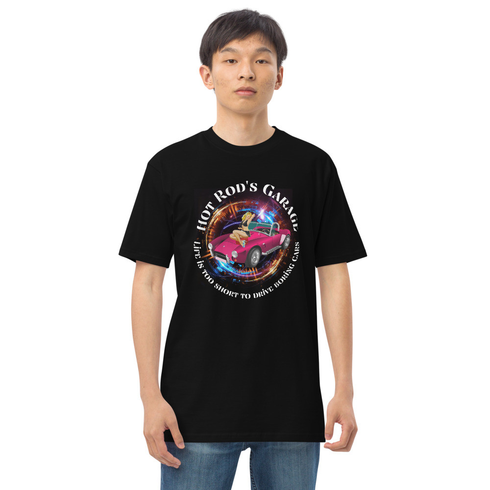 Men’s premium heavyweight tee: Hot Rod's Garage Life Is