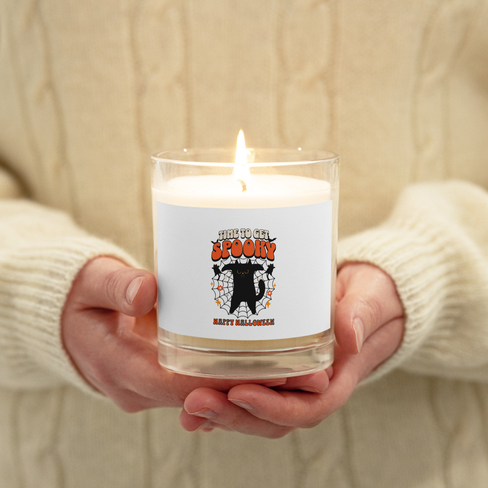 Glass jar soy wax candle: Time To Get Spooky