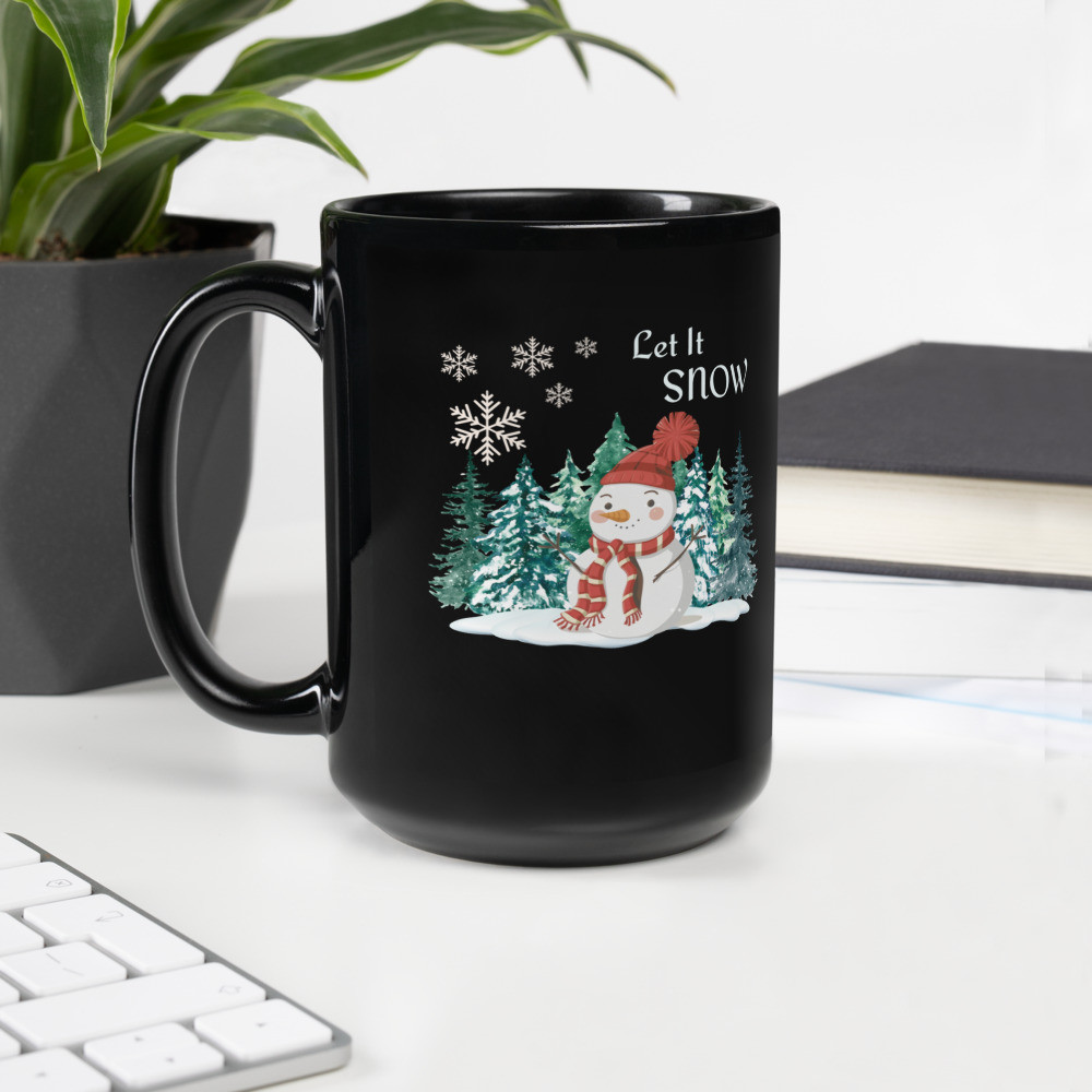 Black Glossy Mug: Let It Snow - VI