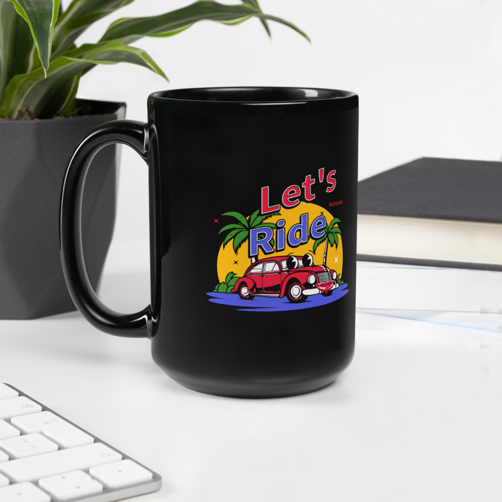 Black Glossy Mug: Let's Ride II