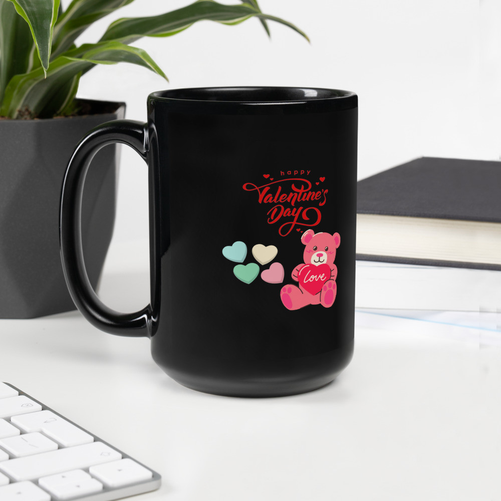 Black Glossy Mug: Happy Valentine's Day