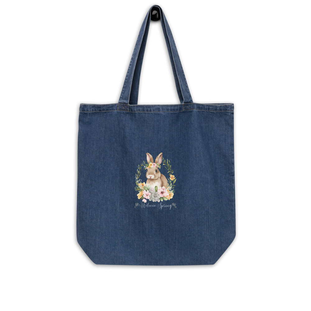 Organic denim tote bag: Welcome Spring