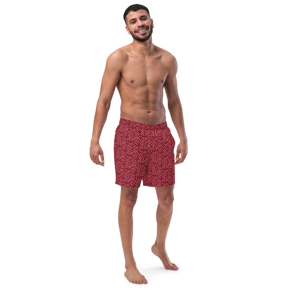All-Over Print Recycled Swim Trunks: Red Flowers