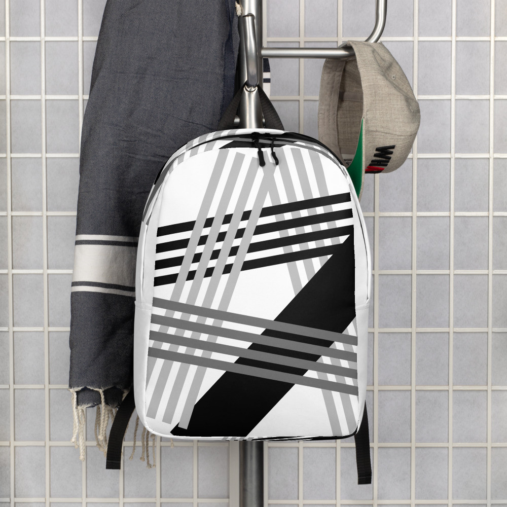 Minimalist Backpack: Black & White Abstract